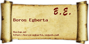 Boros Egberta névjegykártya